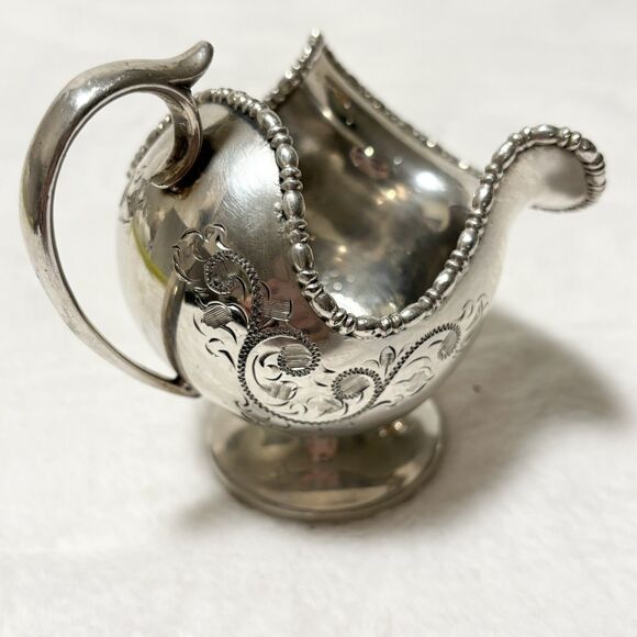 Vintage SHEFFIELD Silver Plate Sugar Scuttle Creamer Set Ornate Engraved England - Picture 3 of 15
